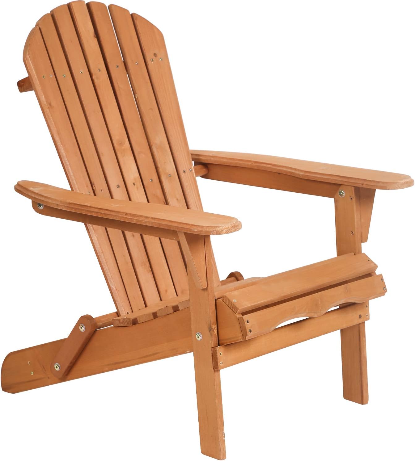 Adirondack Chair,Folding Wooden Lounger Chair，All-Weather Chair for Fire Pit/Garden/Fish with 250lbs Duty Rating，Natural