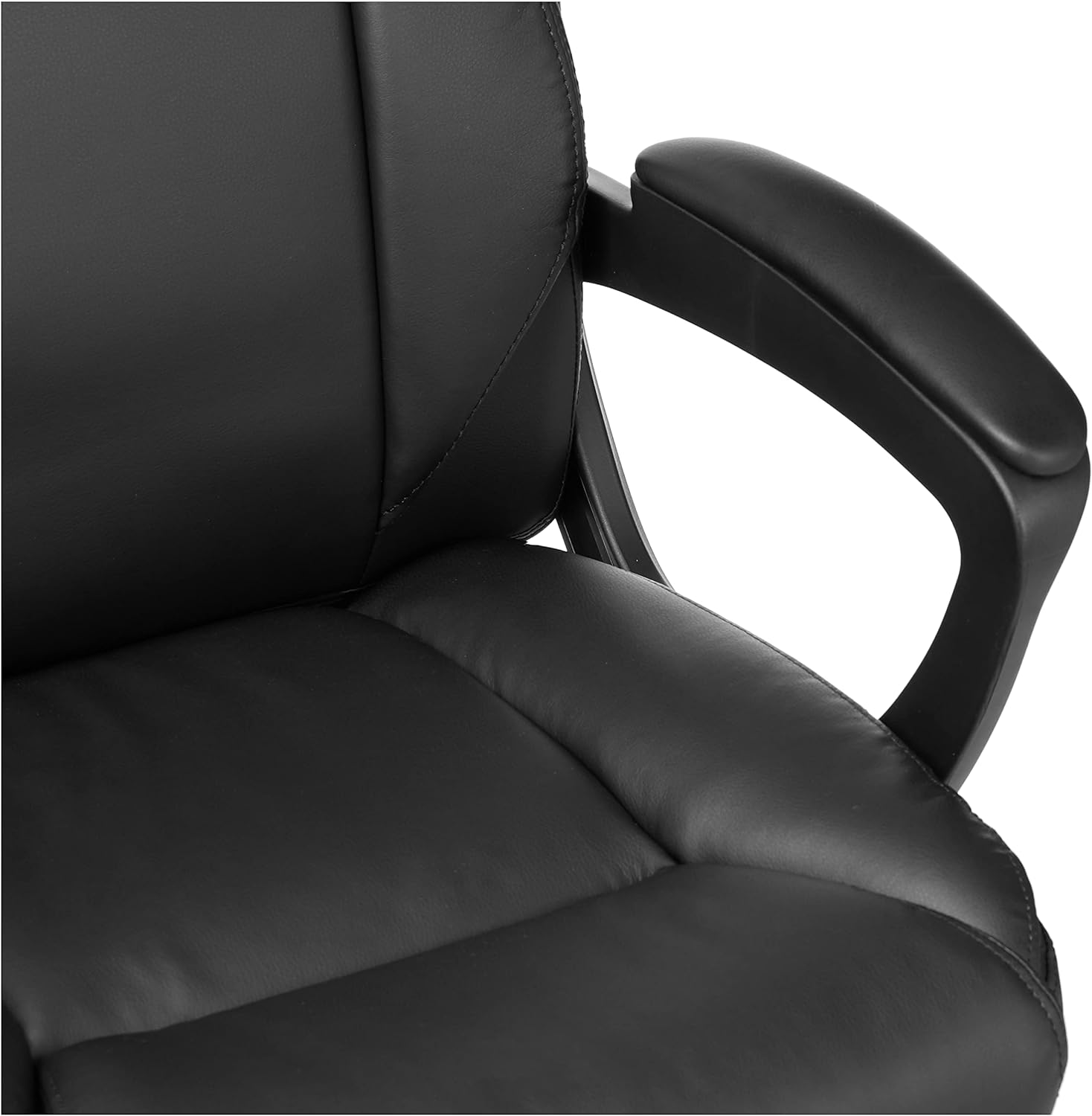 Amazon Basics Classic Puresoft PU Padded Mid-Back Office Computer Desk Chair with Armrest, 26D x 23.75W x 42H, Black