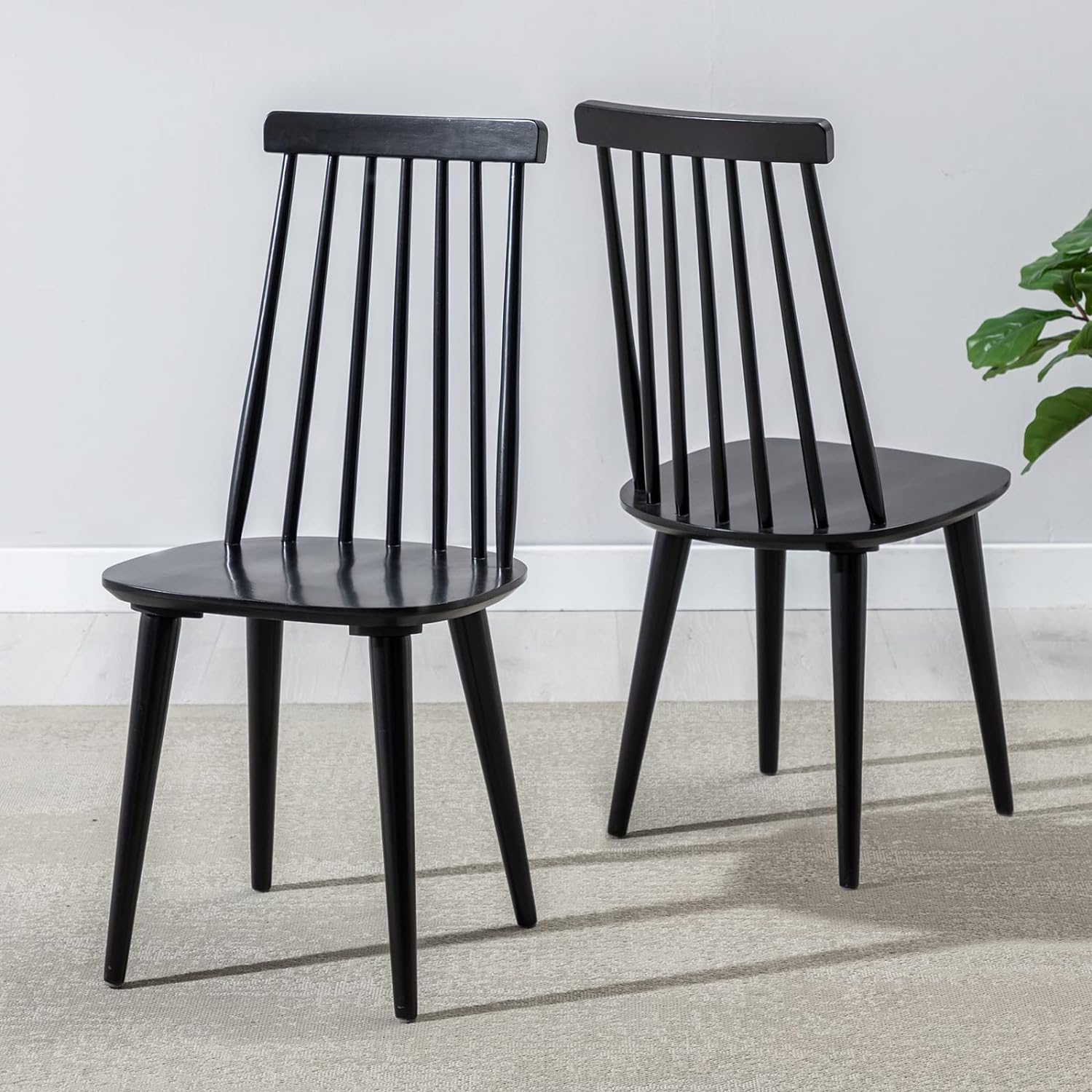 Duhome Dining Chairs Set of 2 Wood, Black Spindle Side Kitchen Room Country Farmhouse Chairs