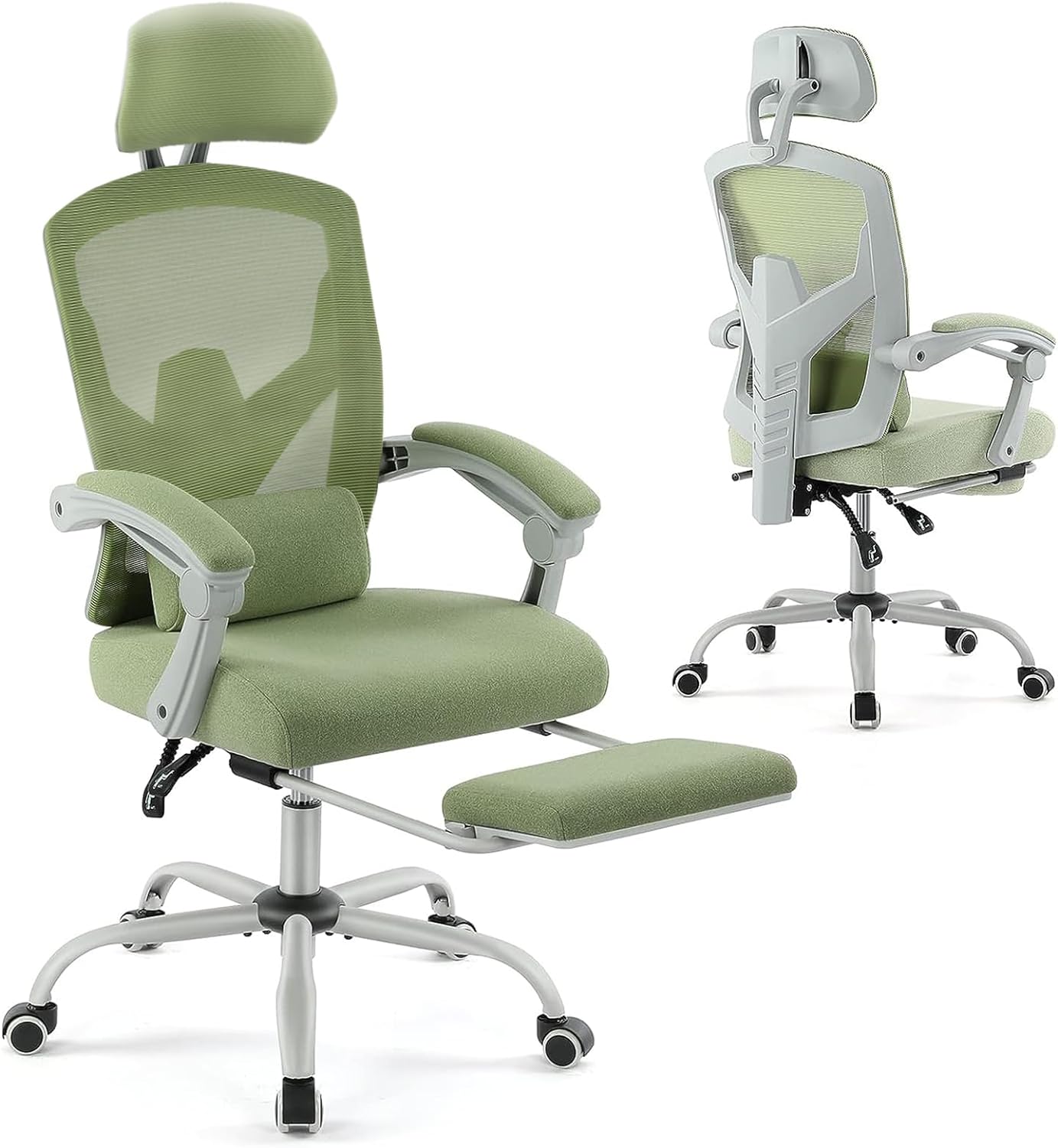 Ergonomic Office Chair, Reclining Office Chair Desk Chair with Foot Rest, High Back Computer Chair Mesh Home Office Desk Chairs with Wheels