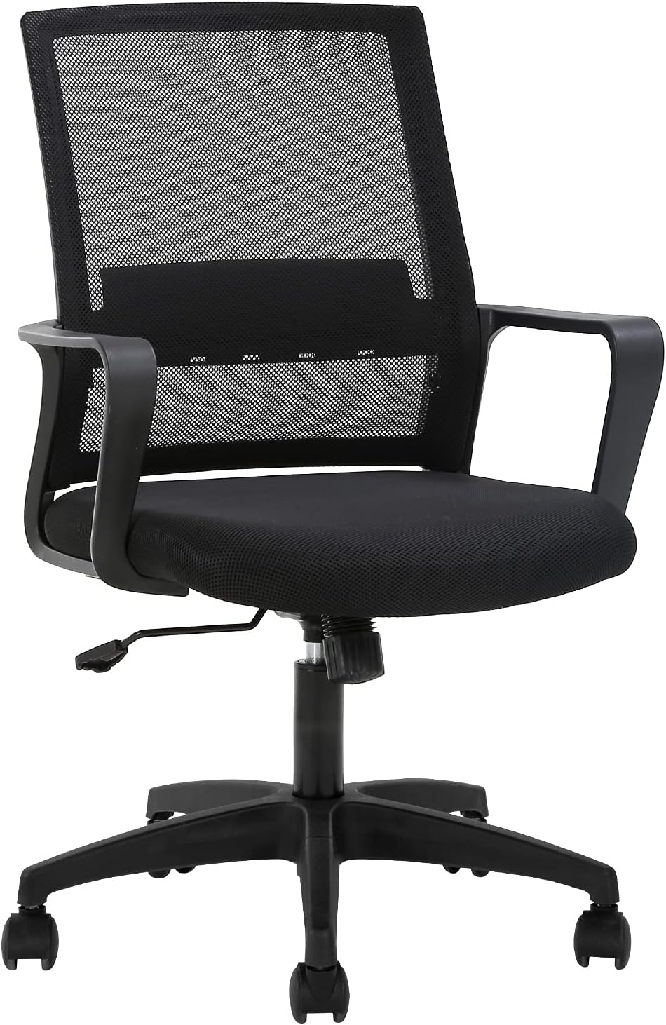 FDW Home Office Chair Ergonomic Desk with Lumbar Support Armrests Mid-Back Mesh Computer Executive Adjustable Rolling Swivel Task, Black