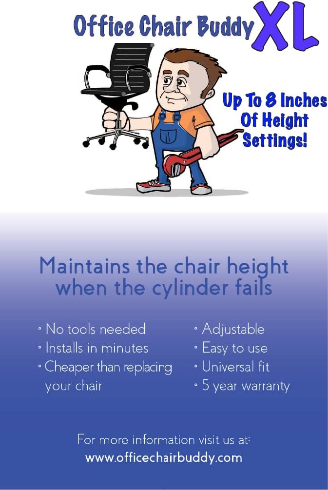 Office Chair Buddy XL - Fix Your Sinking Office Chair in Minutes - Up to 8 Inches of Height Settings - No Tools Needed, Black