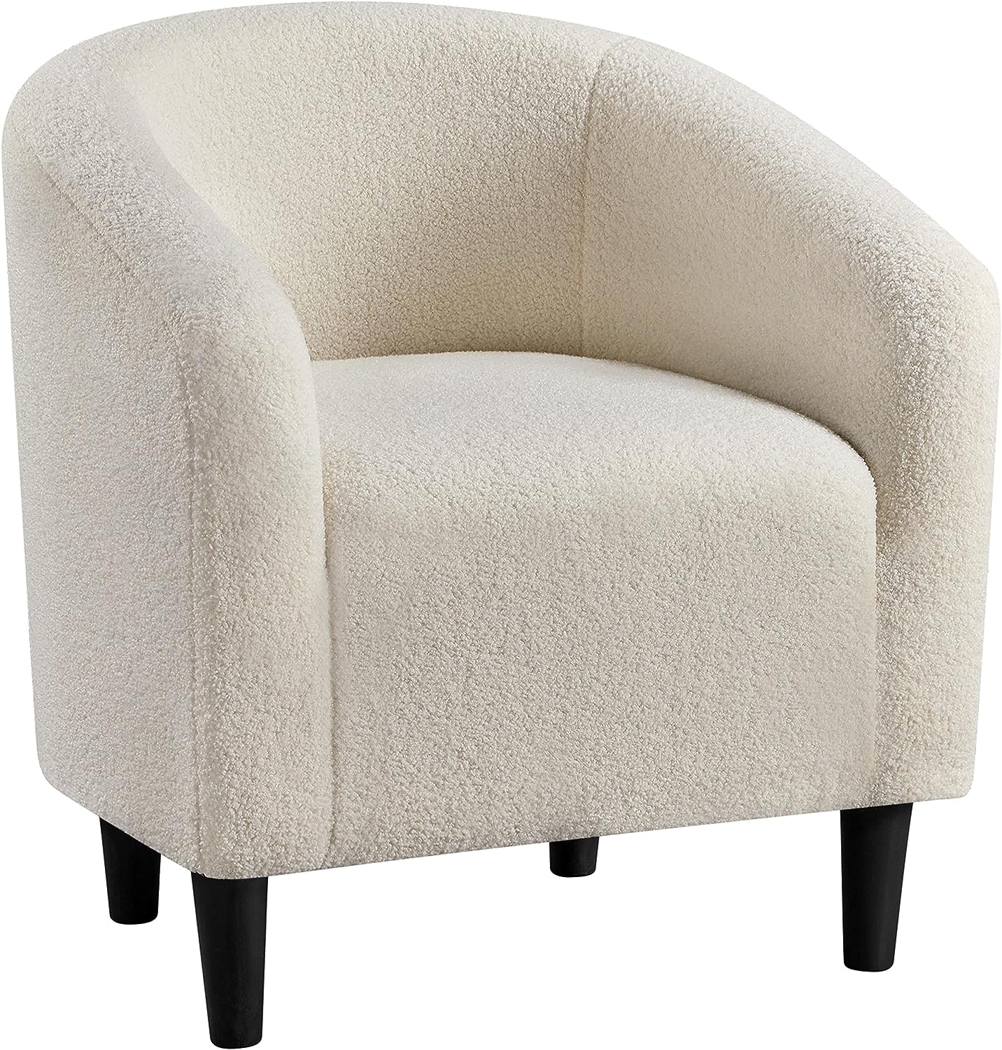 Yaheetech Accent Barrel Chair, Faux Fur Club Chair, Furry Sherpa Elegant and Cozy, Soft Padded Armchair, Suitable for Living Room Bedroom Reception Room Office, Ivory