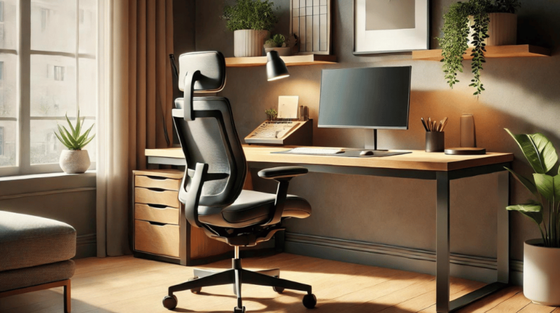 ergonomic desk with chair